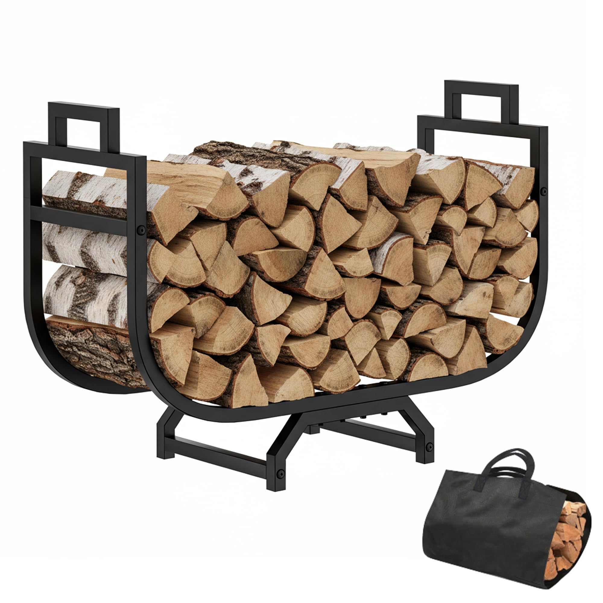 Firewood Rack with Log Carrier Bag