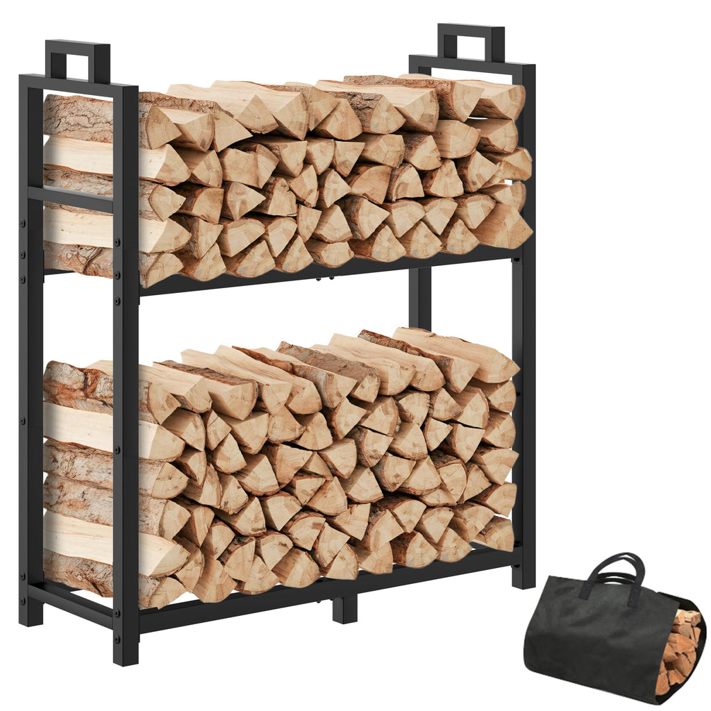 Firewood Rack with Log Carrier Bag